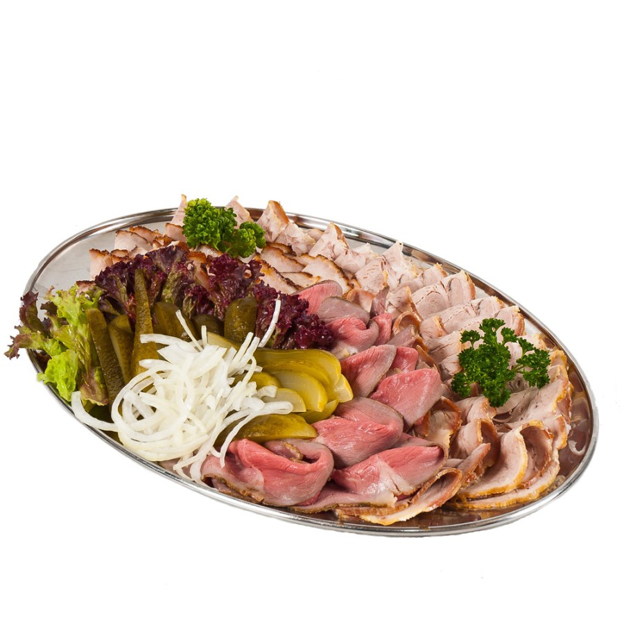 1 kg obložená mísa - 3 druhy pečených mas - roastbeef, krkovice, karé
