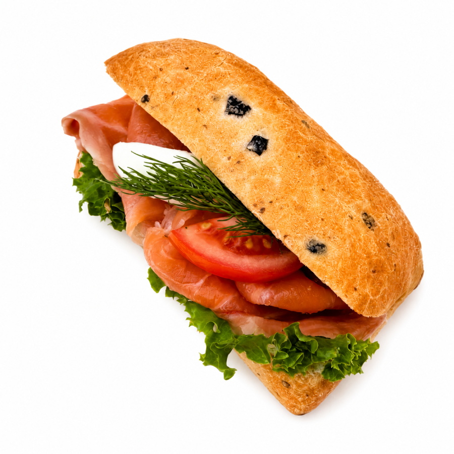 Ciabatta s uzeným norským lososem