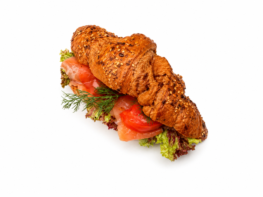 Croissant s uzeným norským lososem na pom. másle s čerstvým koprem