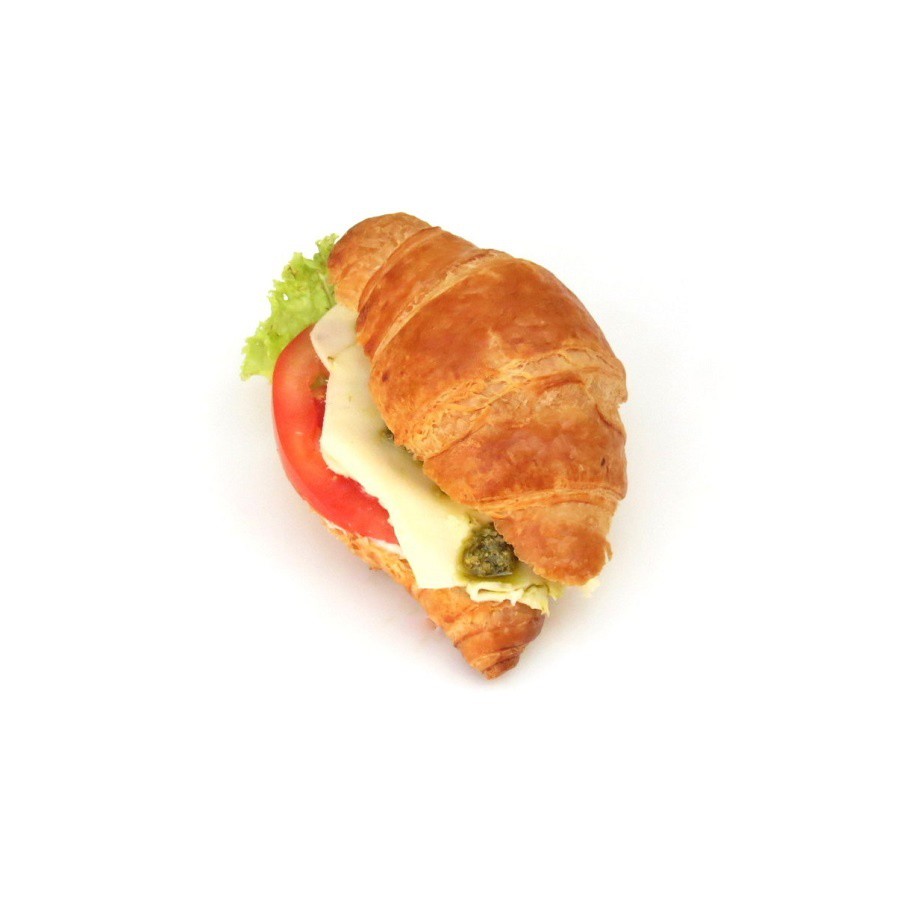 Mini croissant s mozzarellou, rajčaty a bazalkovým pestem